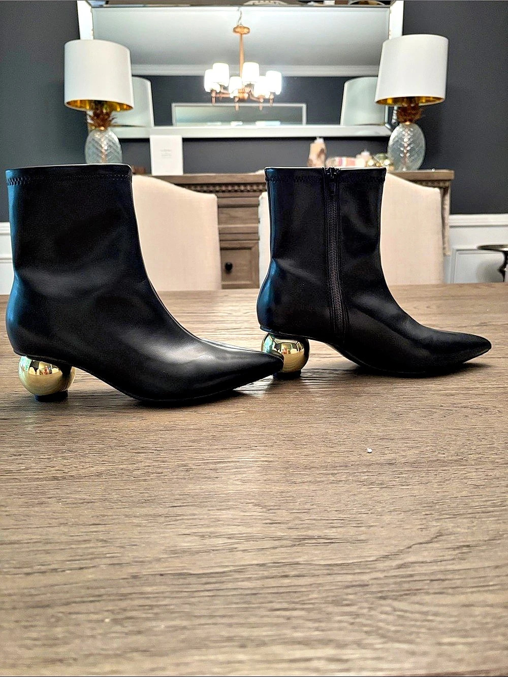 A New Day Jaz Ball Heel Stretch Ankle Boots Black US 8